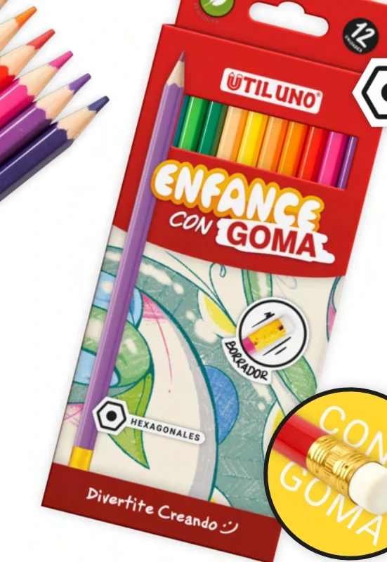 Lápices de colores con goma